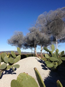 "White Cloud" - sculpted cumulus clouds (swirls of wire mesh supported by posts) with thousands of clear cut crystals 'catching the light from morning to moonlight'. 